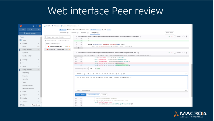 Web interface peer review slide